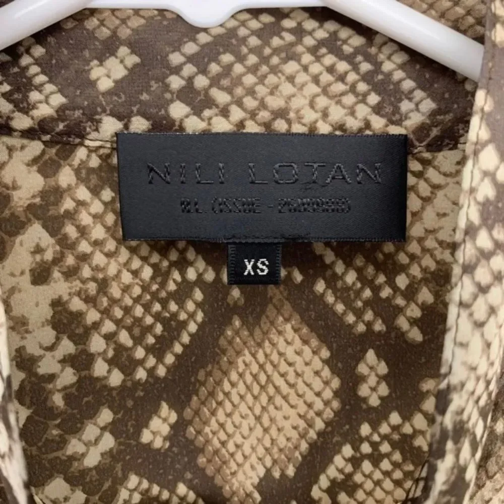 NILI LOTAN Lorena Snake-Print Silk Blouse Long Sleeve Sheer Top Extra Small - Picture 2 of 9